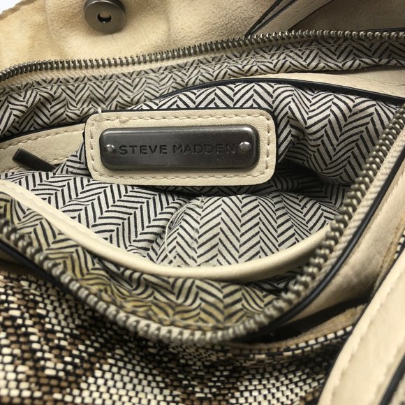 STEVE MADDEN Brown & Tan Cloth Shoulder Purse Bag - Picture 4 of 5